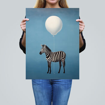 Zebra Party For One Animal Striped Fun Wall Art Print, 2 of 6