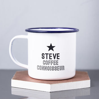 Coffee Connoisseur Enamel Personalised Mug, 2 of 3