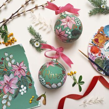 Personalised Hand Painted Floral Baubles, 10 of 12