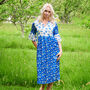 Rosella Dress In Blue Poppies, thumbnail 1 of 7