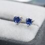 Extra Dark Sapphire Blue Corundum Heart Stud Earrings, thumbnail 3 of 11