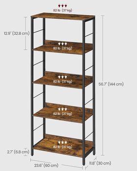 Five/Six Tier Bookcase With Back Panels Shelving Unit, 11 of 12