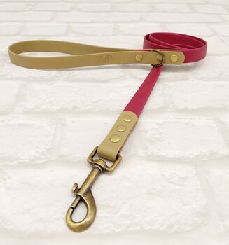 Waterproof Dog Collar And Lead Set Burgundy/Sandstone, 3 of 3