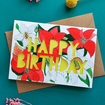 December Birth Flower Paper Cut Birthday Card, 2 of 4