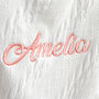 Personalised White Knitted Blanket With Bow, thumbnail 2 of 8