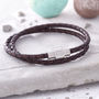 Mens Personalised Clasp Double Leather Bracelet, thumbnail 3 of 7