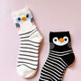 Striped Owl Three Pairs Of Socks In A Gift Box, thumbnail 2 of 8