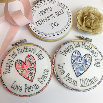 First Mothers Day Personalised Embroidered Hoop Card, 2 of 6