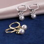 Sterling Silver Pearl Hoop Earring With Bow Design, thumbnail 3 of 8