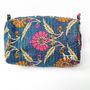 Handmade Toiletry Bag, Blue Kantha Stitch Sari Fabric, thumbnail 1 of 10
