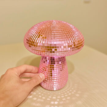 Pink Mushroom Disco Mirror Ball Lamp, 4 of 5