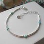Turquoise Hammered Silver Bracelet, thumbnail 2 of 5