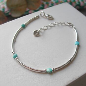 Turquoise Hammered Silver Bracelet, 2 of 5