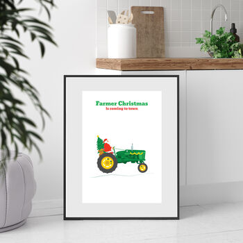 Personalised 'Farmer Christmas Is Coming To Town' Print, 3 of 4