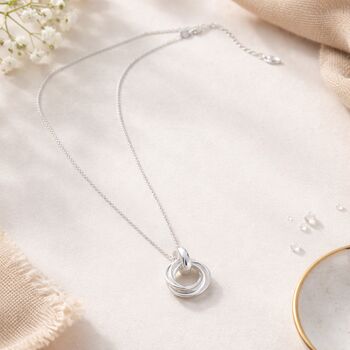 50th Birthday Sterling Silver Five Ring Pendant Necklace, 2 of 6