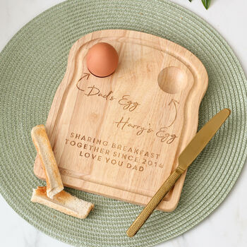 Personalised Dad And Me Dippy Egg And Toast Board, 4 of 4
