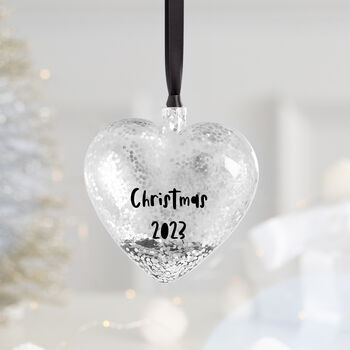 Personalised Couples Silver Heart Christmas Bauble, 3 of 4