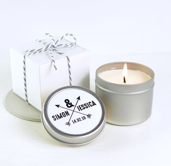 Personalised Couple's Arrows Scented Soy Candle, 2 of 2