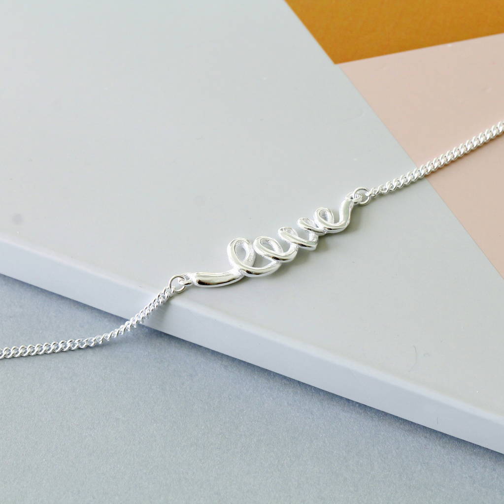 Sterling Silver Love Bracelet By Attic Notonthehighstreet Sterling Silver Love Bracelet