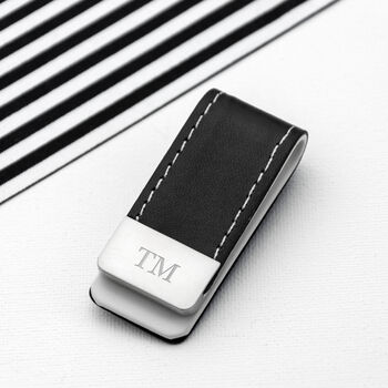 Personalised Black Vegan Leather Money Clip, 7 of 10