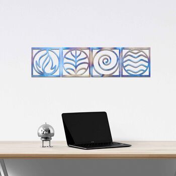 Four Elements Metal Wall Art Geometric Nature Decor, 5 of 11