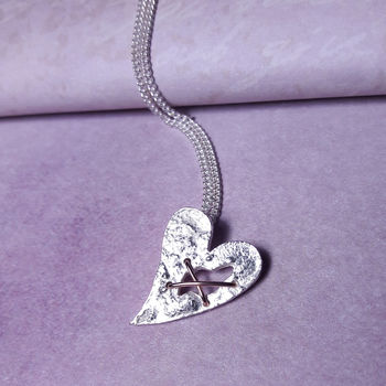 Sterling Silver Torn Heart Necklace, 6 of 8