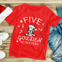 Personalised Golden Retriever Christmas Red T Shirt, thumbnail 2 of 2