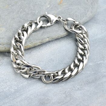 Chunky Stainless Steel Men's Curb Bracelet, 5 of 6