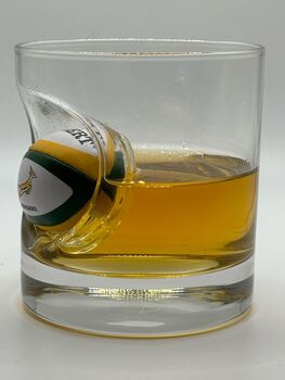 Personalised South African Rugby Ball Whisky Glass, 2 of 5