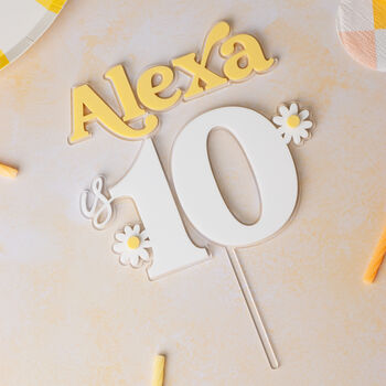 Daisy Flowers Personalised Any Age Cake Topper, 2 of 6