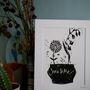 Personalised You And Me Birth Flowers Linocut Print, thumbnail 1 of 8
