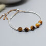 Tiger Eye Sterling Silver And Silk Adjustable Bracelet, thumbnail 2 of 2