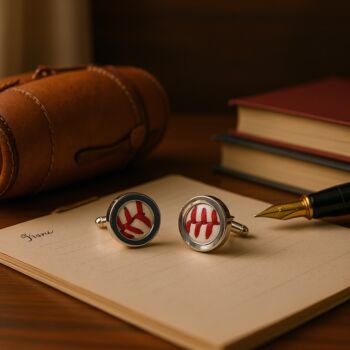 Personalised Baseball Leather Cufflinks, 8 of 11