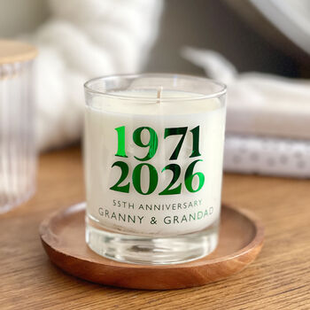 Emerald Wedding Anniversary Personalised Candle, 2 of 3