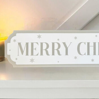 Personalised Merry Christmas Grey And White Road Sign, 3 of 5