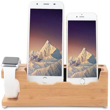 Two In One Bamboo Multifunction Charger Stand Dock, 9 of 10