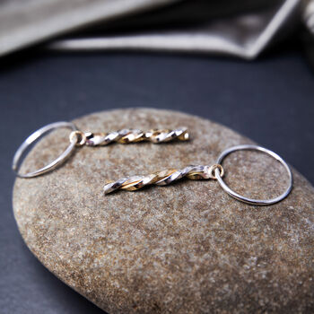 Hand Spiralled 9ct Gold And Sterling Silver Earrings, 2 of 6