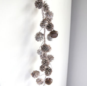 Whitewashed Pinecones And Bells Garland, 3 of 3