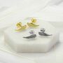 Sterling Silver And Gold Dove Wing Stud Earring Pack, thumbnail 1 of 4