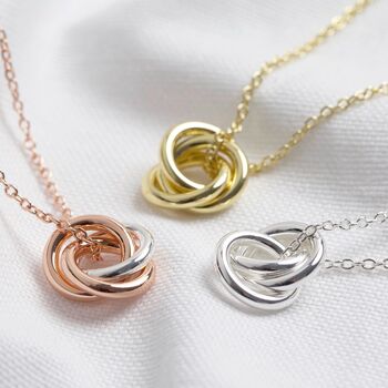 Triple Linked Ring Pendant Necklace, 2 of 8