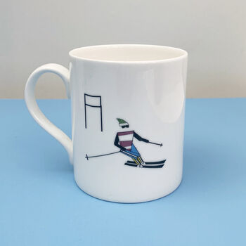 Slalom Skiing Bone China Mug, 2 of 3