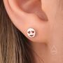 Heart Eyes Face Stud Earrings In Sterling Silver, thumbnail 3 of 10