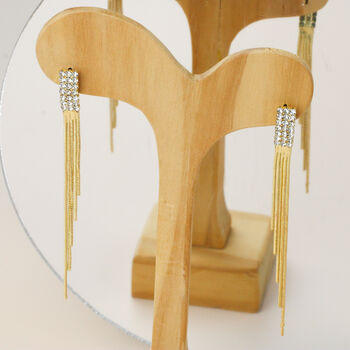 Sparkly Waterfall Chain Drop Stud Earrings For Party, 4 of 5