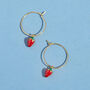 Strawberry Charm Hoop Earrings, thumbnail 1 of 5