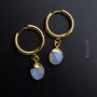 Moonstone June Birthstone Hoop Earrings, thumbnail 1 of 10