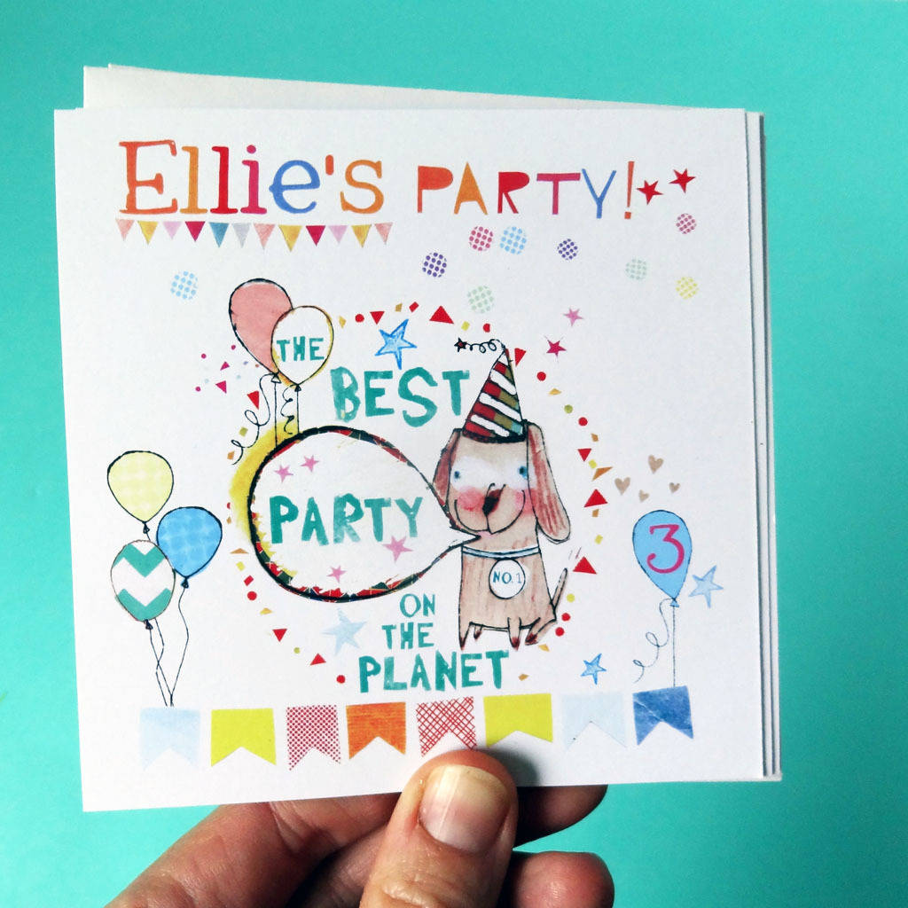 Personalised Girl's Party Invites Pack Of Six, 1 of 5