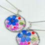 Earrings With Blue And Pink Flowers In Silver Or Gold, thumbnail 10 of 12