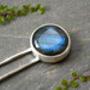 Labradorite Hairpin In Solid Sterling Silver, thumbnail 1 of 4