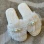 Bride To Be Pearl And Tulle Slippers, thumbnail 2 of 3