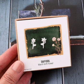 Birth Month Flower Earring Studs, 4 of 10